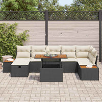 vidaXL Conjunto de Sofá de Jardim com almofada 8 pcs Preto vime PE