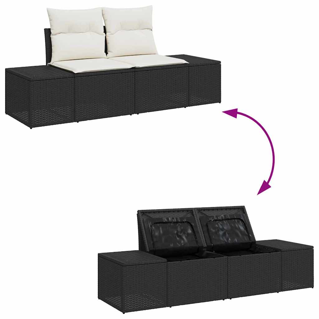 vidaXL Conjunto de Sofás com almofada 4 pcs vime PE