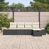 vidaXL Conjunto de Sofá de Jardim 5 pcs Preto Rattan Sintético