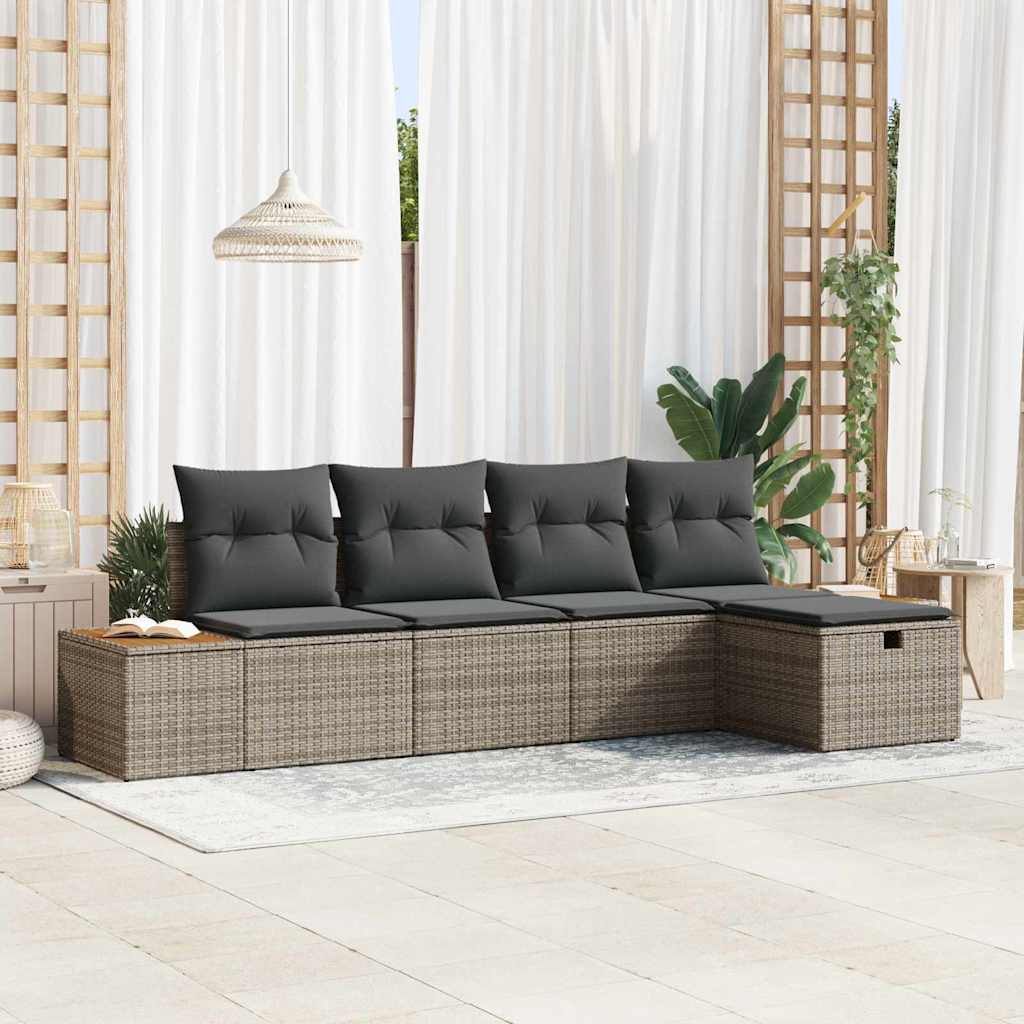 vidaXL Conjunto de Sofá de Jardim 5 pcs Preto Rattan Sintético