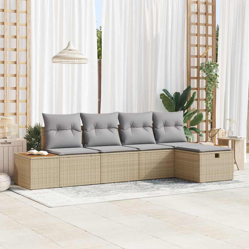 vidaXL Conjunto de Sofá de Jardim 5 pcs Preto Rattan Sintético