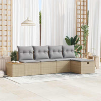 vidaXL Conjunto de Sofá de Jardim 5 pcs Preto Rattan Sintético