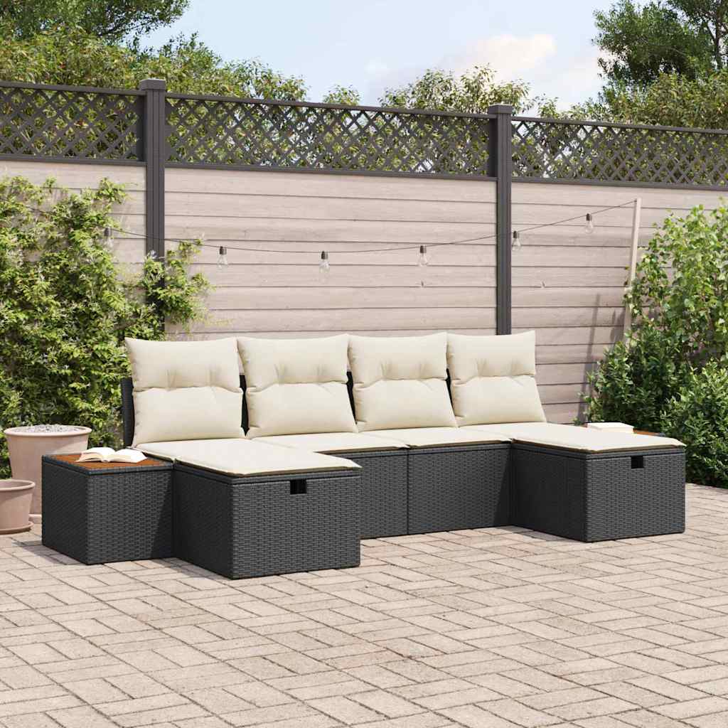 vidaXL Conjunto de Sofá de Jardim 6 pcs Preto 55 x 62 x 69 cm