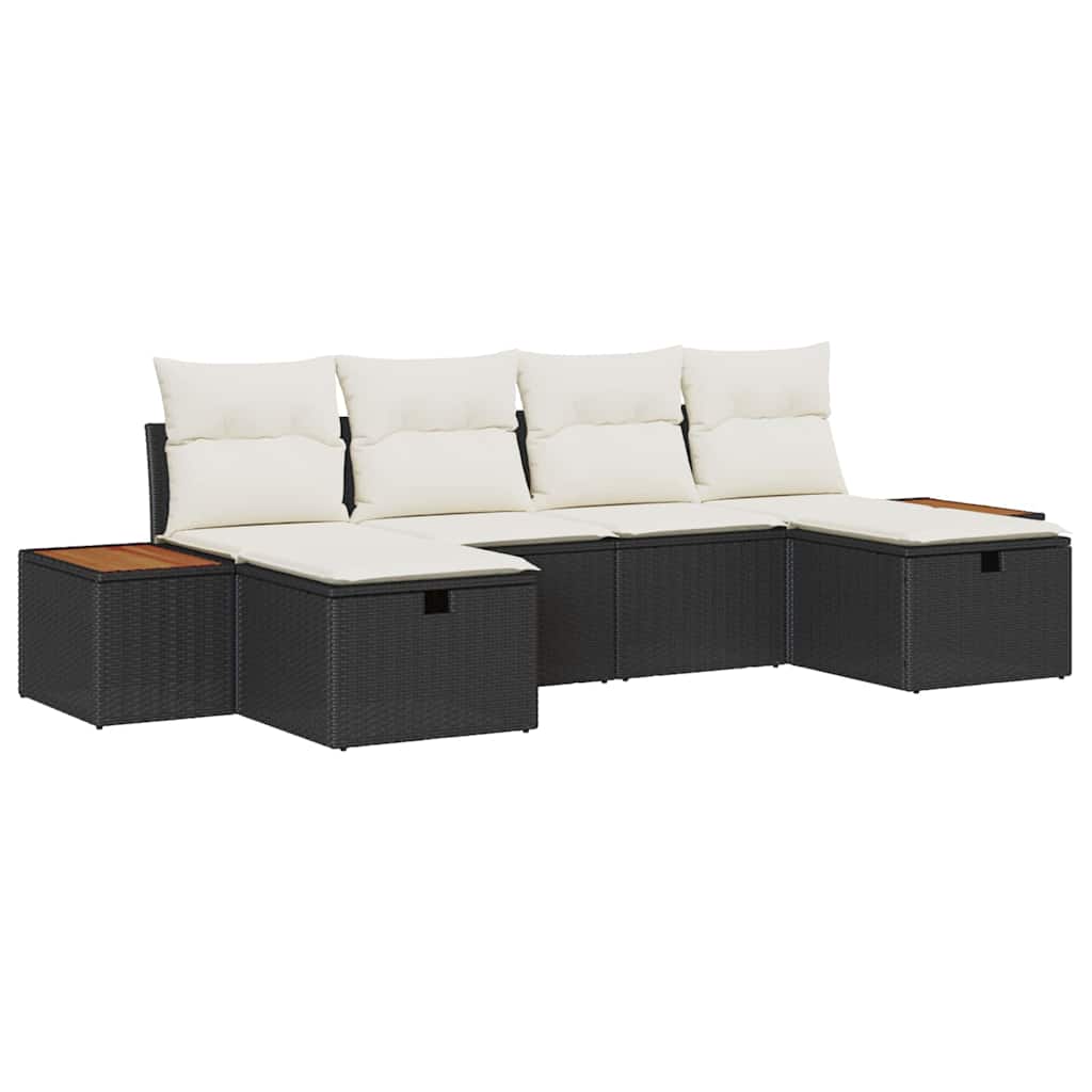 vidaXL Conjunto de Sofá de Jardim 6 pcs Preto 55 x 62 x 69 cm