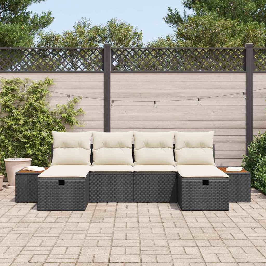 vidaXL Conjunto de Sofá de Jardim 6 pcs Preto 55 x 62 x 69 cm