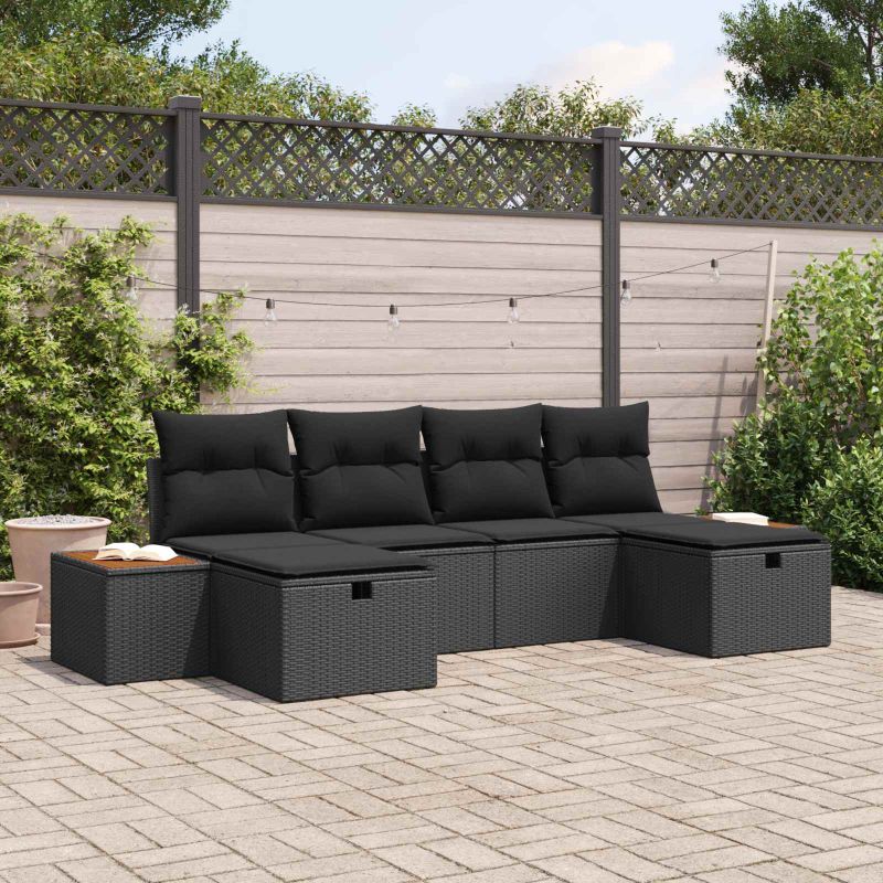 vidaXL Conjunto de Sofá de Jardim 6 pcs Preto 55 x 62 x 69 cm