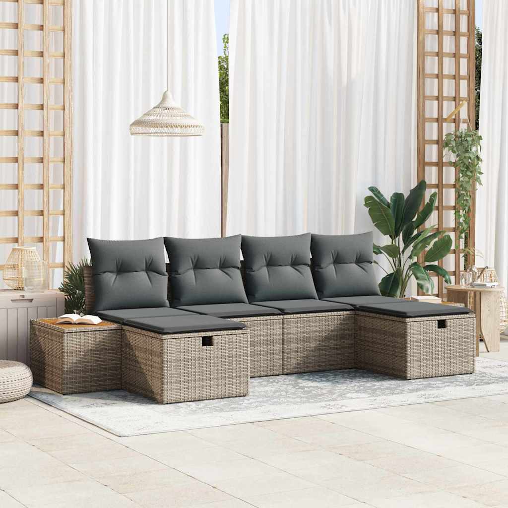 vidaXL Conjunto de Sofá de Jardim 6 pcs Preto 55 x 62 x 69 cm
