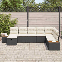 vidaXL Conjunto de Sofá de Jardim com almofada Preto vime PE