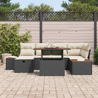 vidaXL Conjunto de Sofá de Jardim 7 pcs Preto vime PE