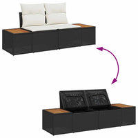 vidaXL Conjunto de Sofá de Jardim 8 pcs Preto vime PE