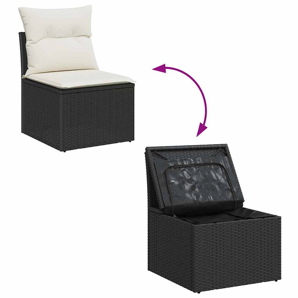 vidaXL Conjunto de Sofá de Jardim 8 pcs Preto vime PE