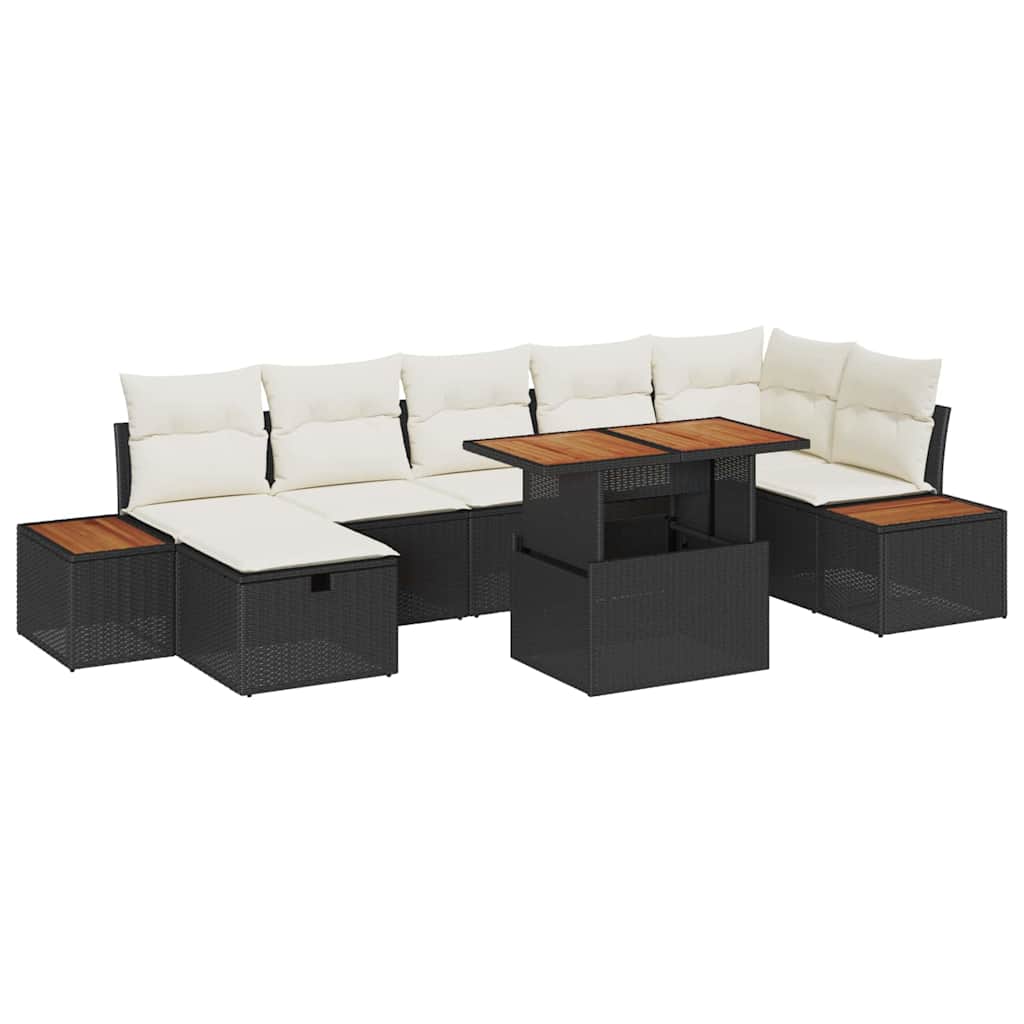 vidaXL Conjunto de Sofá de Jardim 8 pcs Preto vime PE