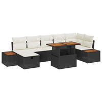 vidaXL Conjunto de Sofá de Jardim 8 pcs Preto vime PE