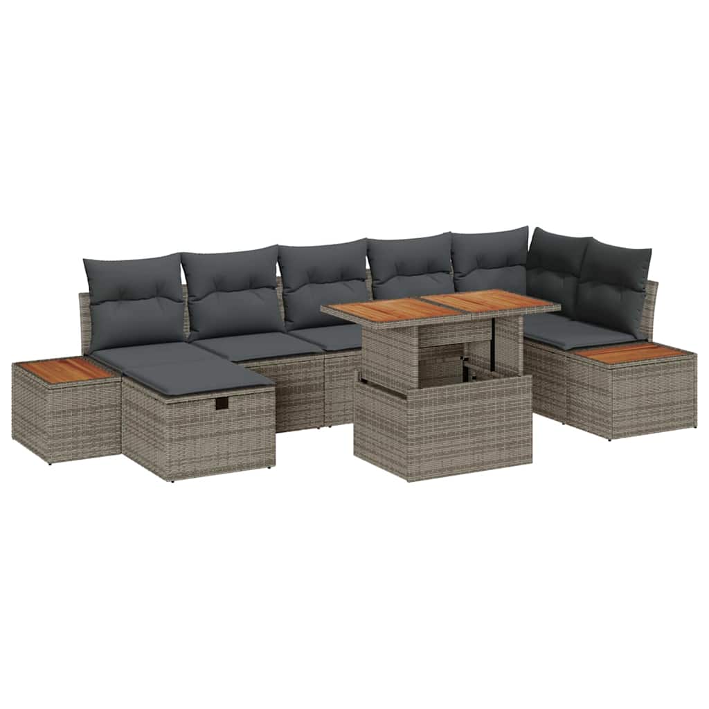 vidaXL Conjunto de Sofá de Jardim 8 pcs Preto vime PE