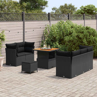 vidaXL Conjunto de Sofá de Jardim 8 pcs Preto vime PE