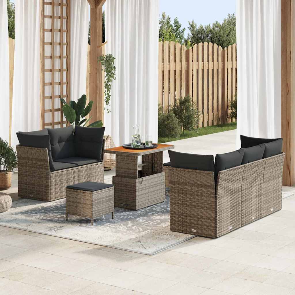 vidaXL Conjunto de Sofá de Jardim 8 pcs Preto vime PE