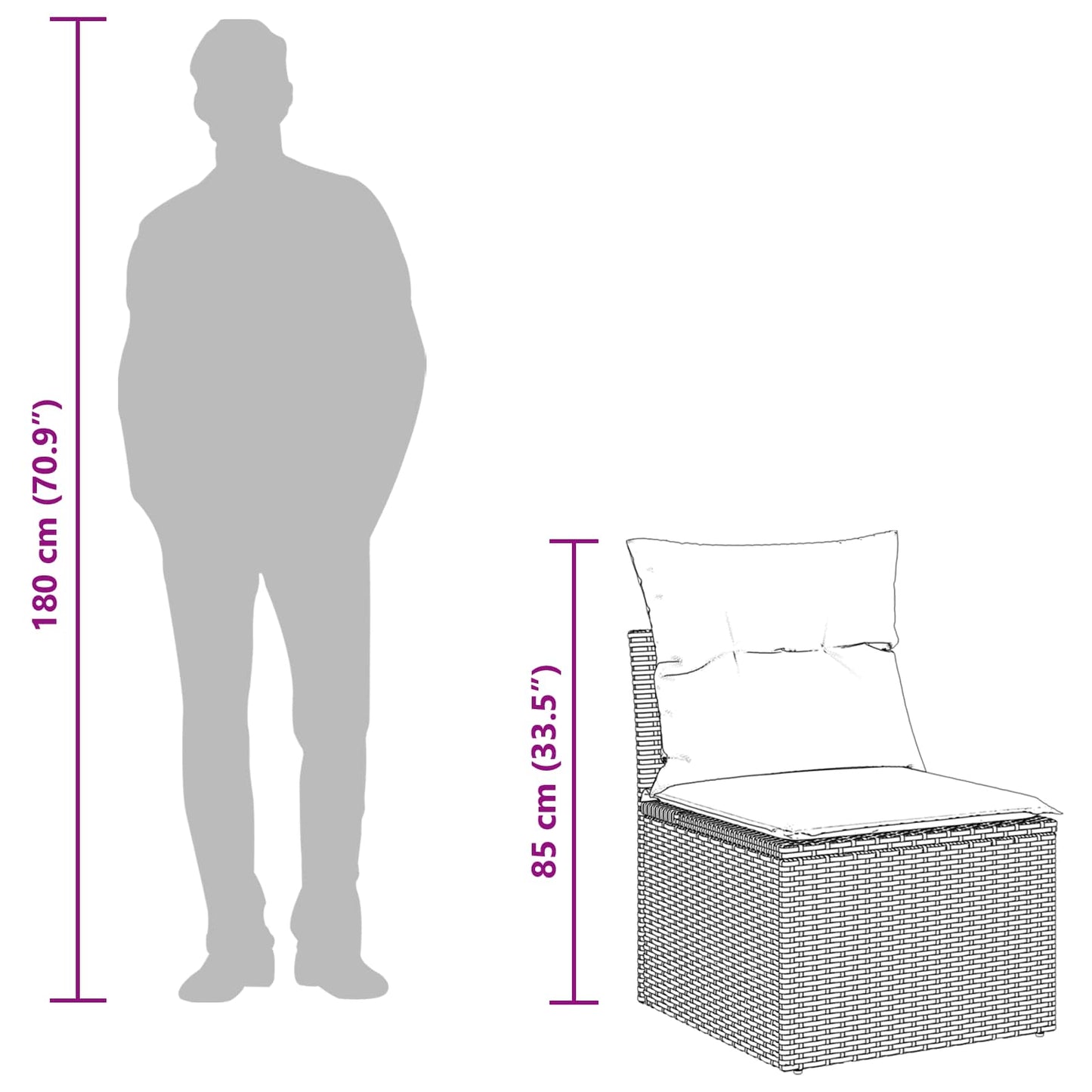 vidaXL Conjunto de Sofá de Jardim 8 pcs Preto vime PE