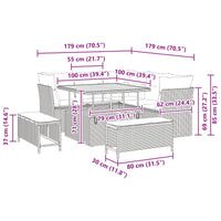 vidaXL Conjunto de Sofá de Jardim 8 pcs Preto vime PE