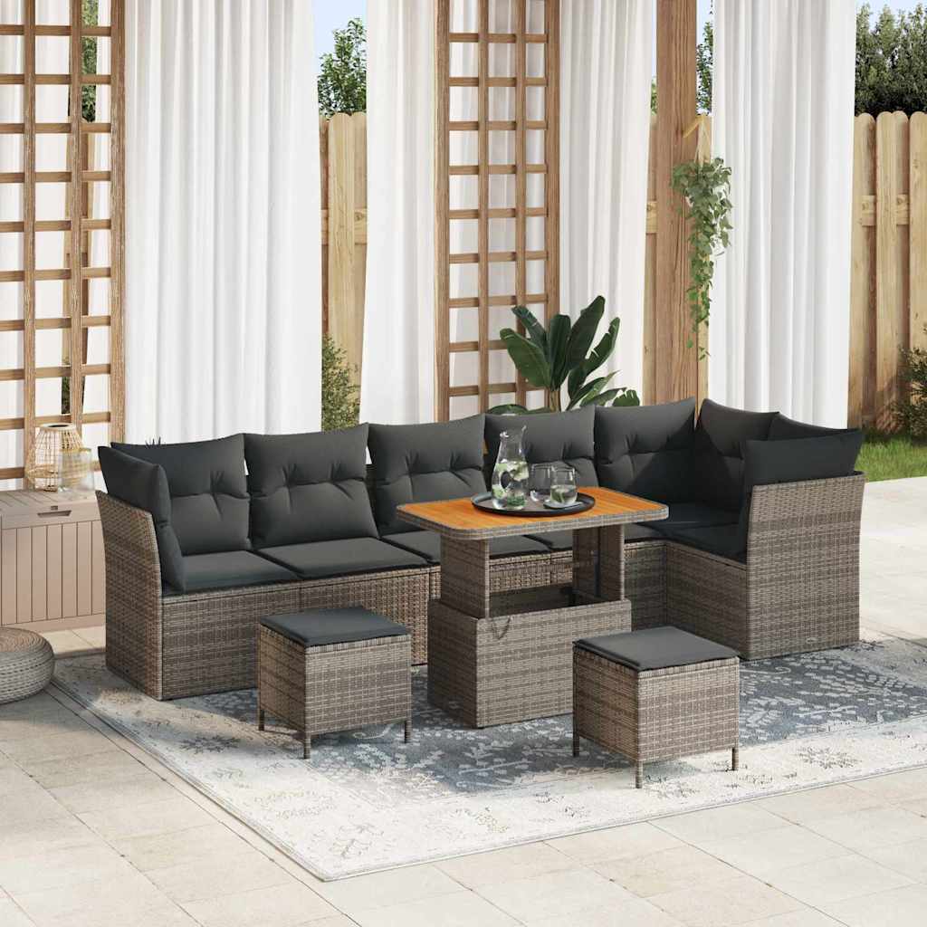 vidaXL Conjunto de Sofá de Jardim 9 pcs Preto vime PE