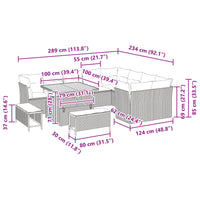 vidaXL Conjunto de Sofá de Jardim 12 pcs Preto vime PE