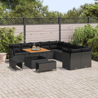 vidaXL Conjunto de Sofá de Jardim 13 pcs Preto vime PE