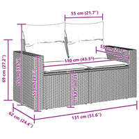 vidaXL Conjunto de Sofá de Jardim com almofada 8 pcs Preto vime PE