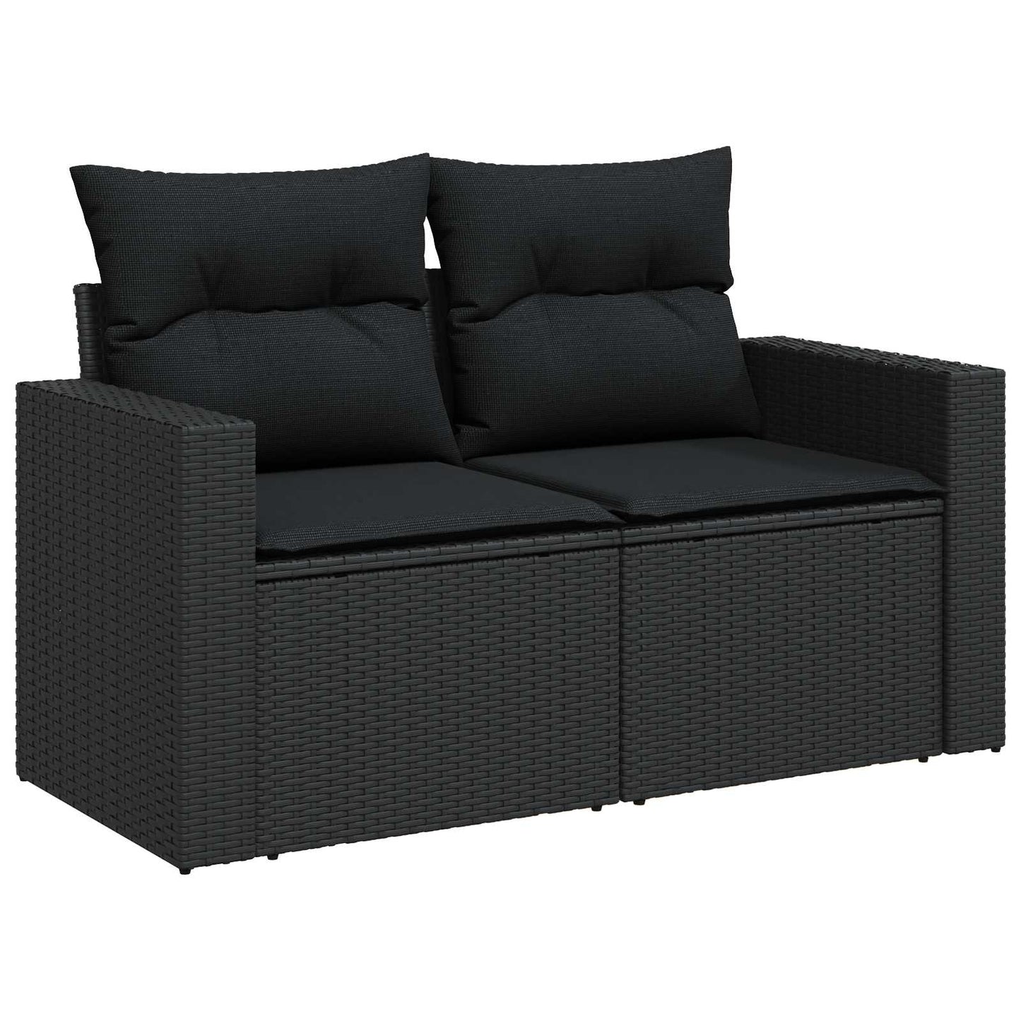 vidaXL Conjunto de Sofá de Jardim 9 pcs Preto vime PE