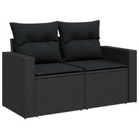 vidaXL Conjunto de Sofá de Jardim 9 pcs Preto vime PE