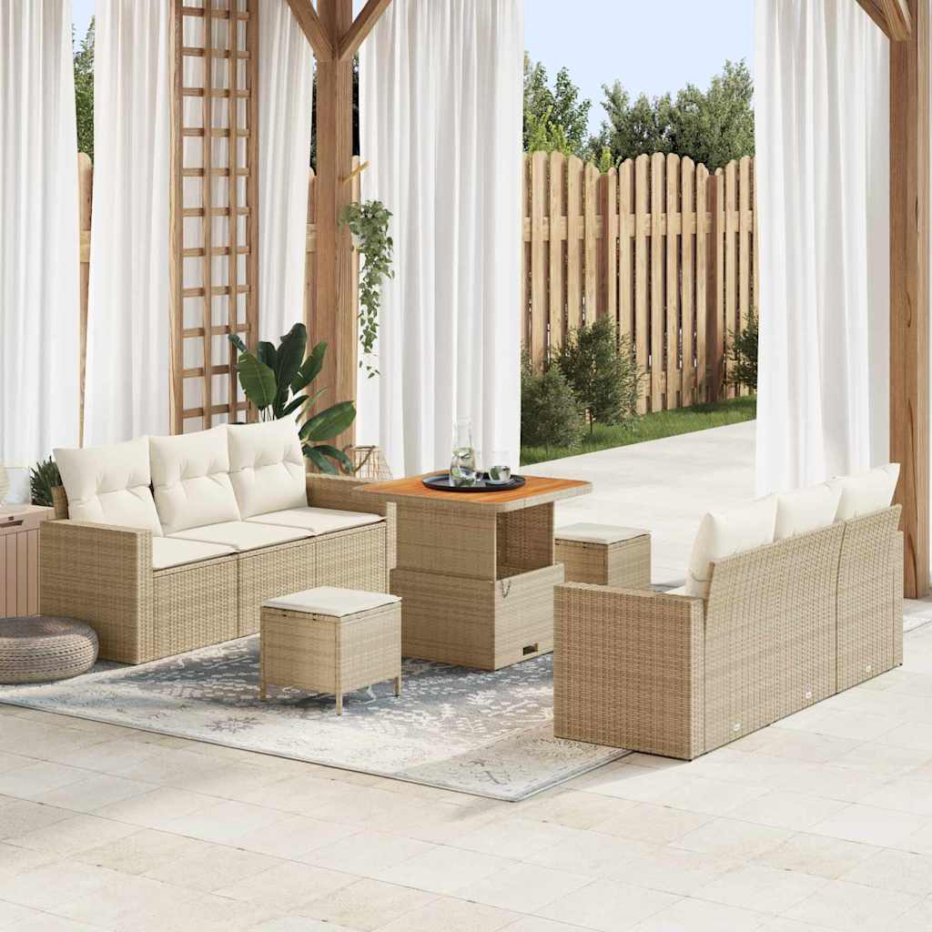 vidaXL Conjunto de Sofá de Jardim 9 pcs Preto vime PE