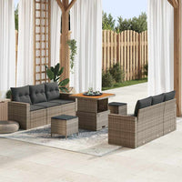 vidaXL Conjunto de Sofá de Jardim 9 pcs Preto vime PE