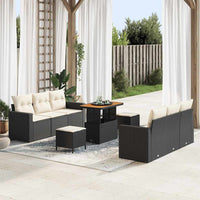 vidaXL Conjunto de Sofá de Jardim 9 pcs Preto vime PE
