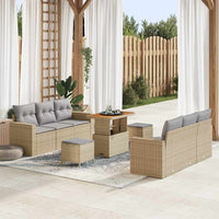 vidaXL Conjunto de Sofá de Jardim 9 pcs Preto vime PE