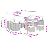vidaXL Conjunto de Sofá de Jardim 10 pcs Preto vime PE