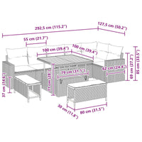 vidaXL Conjunto de Sofá de Jardim 9 pcs Preto vime PE