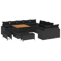 vidaXL Conjunto de Sofá de Jardim 13 pcs Preto vime PE