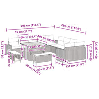 vidaXL Conjunto de Sofá de Jardim 13 pcs Preto vime PE