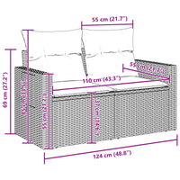 vidaXL Conjunto de Sofá de Jardim 10 pcs Preto vime PE