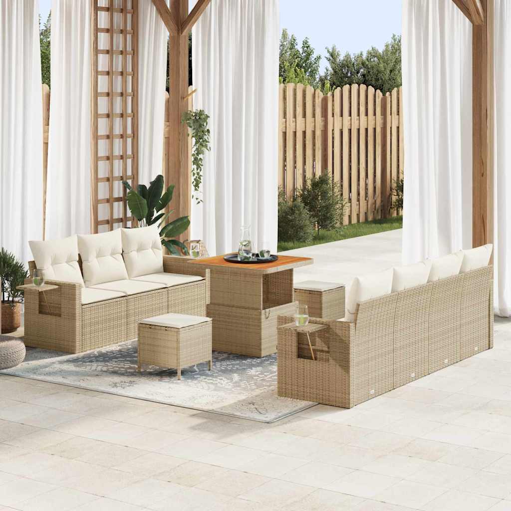 vidaXL Conjunto de Sofá de Jardim 10 pcs Preto vime PE
