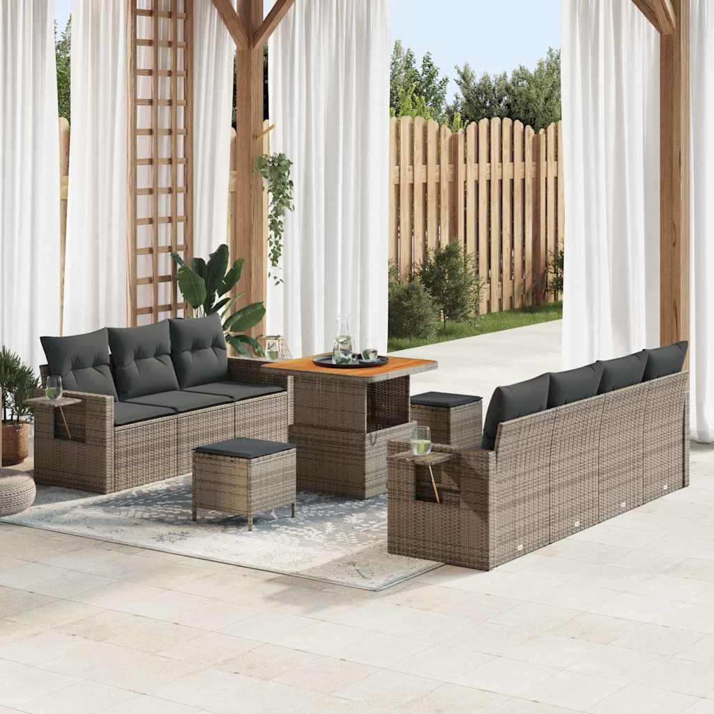 vidaXL Conjunto de Sofá de Jardim 10 pcs Preto vime PE