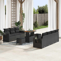 vidaXL Conjunto de Sofá de Jardim 10 pcs Preto vime PE