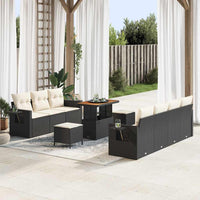 vidaXL Conjunto de Sofá de Jardim 10 pcs Preto vime PE