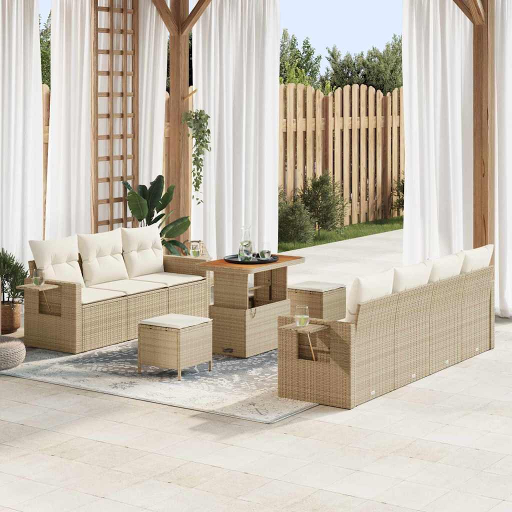 vidaXL Conjunto de Sofá de Jardim 10 pcs Preto vime PE