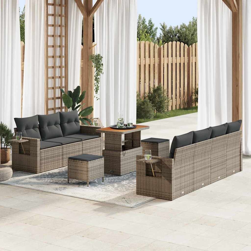 vidaXL Conjunto de Sofá de Jardim 10 pcs Preto vime PE