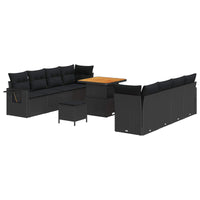 vidaXL Conjunto de Sofá de Jardim 11 pcs Preto Rattan Sintético