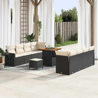 vidaXL Conjunto de Sofá de Jardim 11 pcs Preto Rattan Sintético