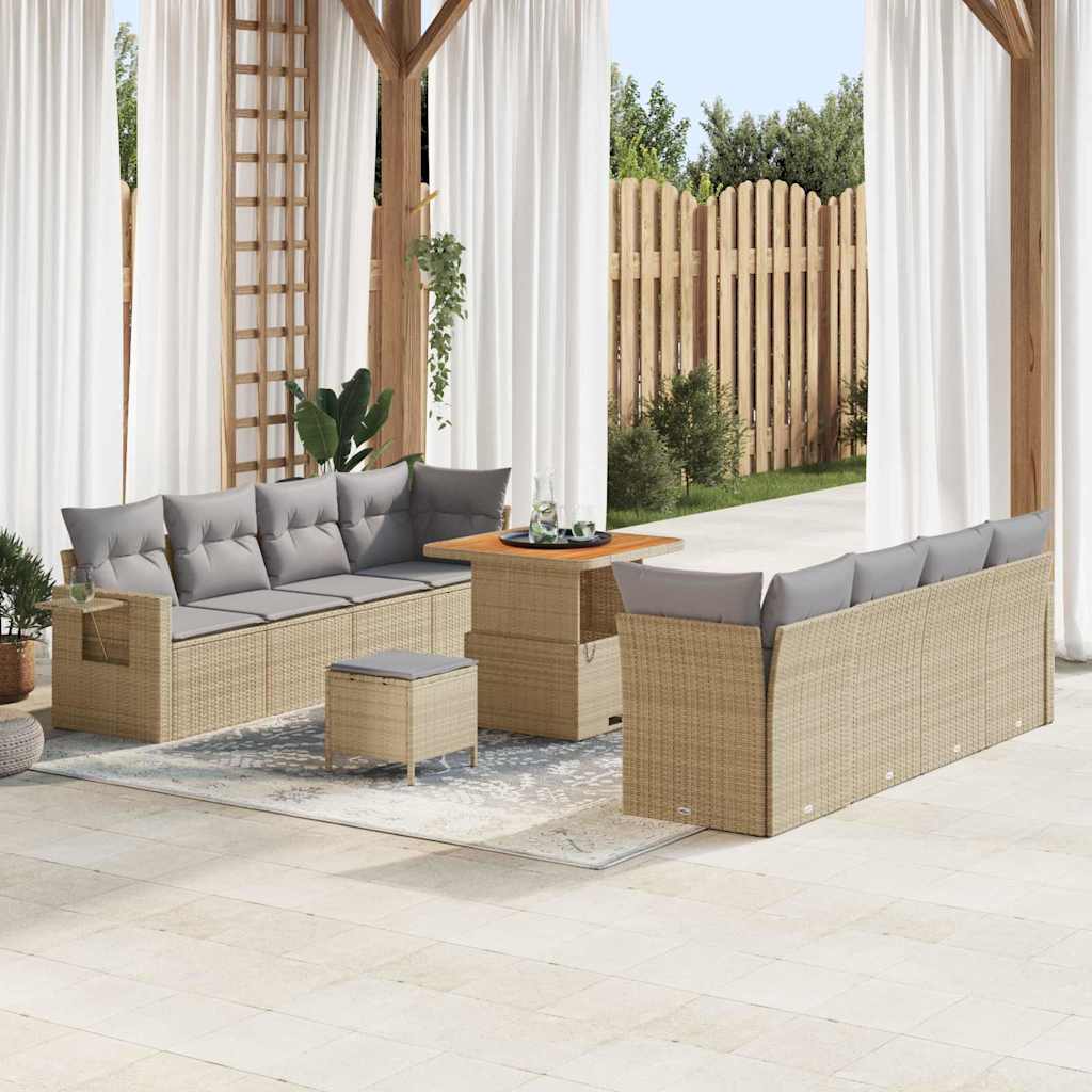 vidaXL Conjunto de Sofá de Jardim 11 pcs Preto Rattan Sintético