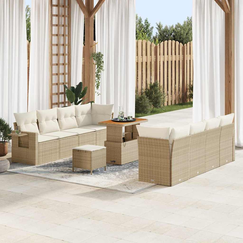 vidaXL Conjunto de Sofá de Jardim 11 pcs Preto Rattan Sintético