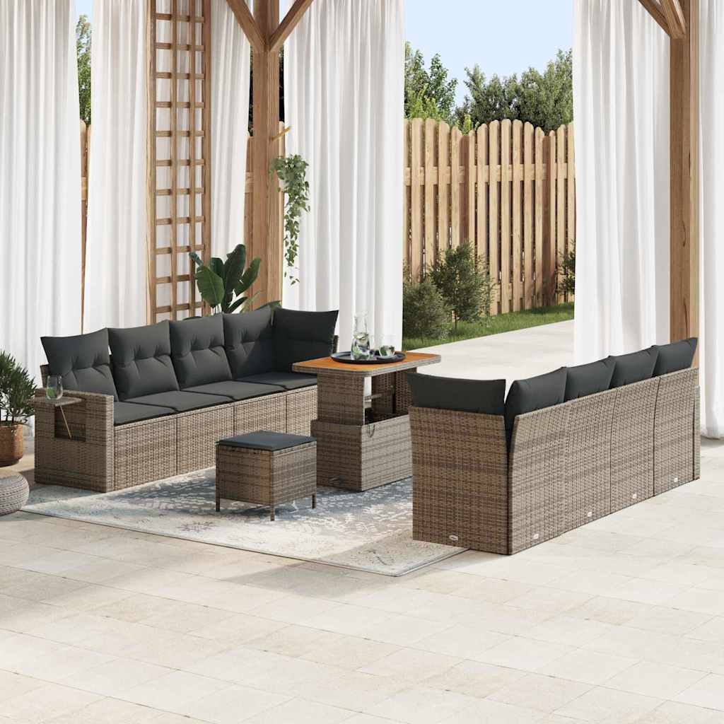 vidaXL Conjunto de Sofá de Jardim 11 pcs Preto Rattan Sintético