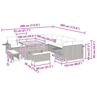 vidaXL Conjunto de Sofá de Jardim 13 pcs Preto vime PE