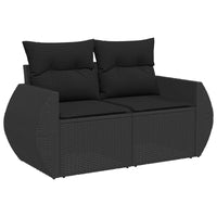vidaXL Conjunto de Sofá de Jardim com almofada 9 pcs Preto vime PE